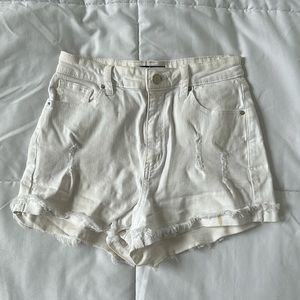 Women’s White Denim Ripped Shorts